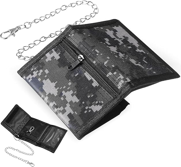 Portofel YANSYUN pentru băieți cu lanț, portofel subțire RFID pentru copii, portofel triplu pliabil pentru băieți și adolescenți - stil Camo