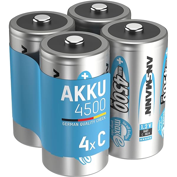Baterie ANSMANN C 4500mAh NiMH 1.2V - Baterii Baby C reîncărcabile cu autodescărcare scăzută ideale pentru boombox, dispozitive medicale, lanternă, lanternă (2 bucăți)