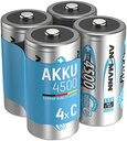 Baterie ANSMANN C 4500mAh NiMH 1.2V - Baterii Baby C reîncărcabile cu autodescărcare scăzută ideale pentru boombox, dispozitive medicale, lanternă, lanternă (2 bucăți)