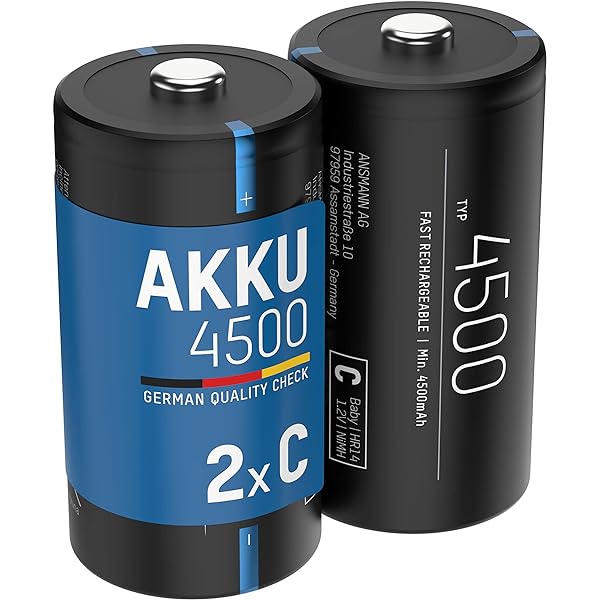 Baterie ANSMANN C 4500mAh NiMH 1.2V - Baterii Baby C reîncărcabile cu autodescărcare scăzută ideale pentru boombox, dispozitive medicale, lanternă, lanternă (2 bucăți)