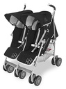 Cărucior Maclaren Twin Techno pentru nou-născuți cu greutatea de până la 15 kg pentru fiecare scaun, ușor și compact, baldachin individual extensibil, impermeabil UPF 50+, scaun rabatabil, husă de ploaie inclusă, negru