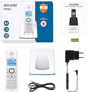 Telefon DECT fără fir Alcatel F530 Voice în culori moderne, robot telefonic, sistem hands-free, ecran iluminat din spate, tonuri de apel VIP, 10 melodii de apel