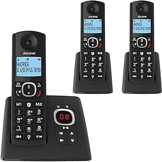 Telefon DECT fără fir Alcatel F530 Voice în culori moderne, robot telefonic, sistem hands-free, ecran iluminat din spate, tonuri de apel VIP, 10 melodii de apel