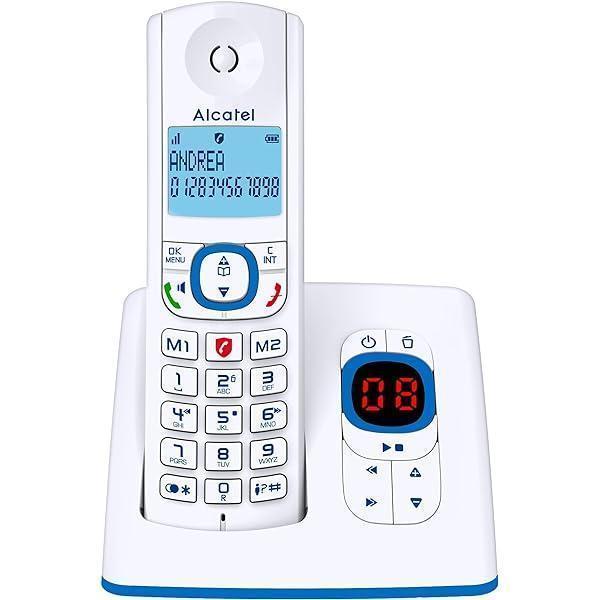 Telefon DECT fără fir Alcatel F530 Voice în culori moderne, robot telefonic, sistem hands-free, ecran iluminat din spate, tonuri de apel VIP, 10 melodii de apel