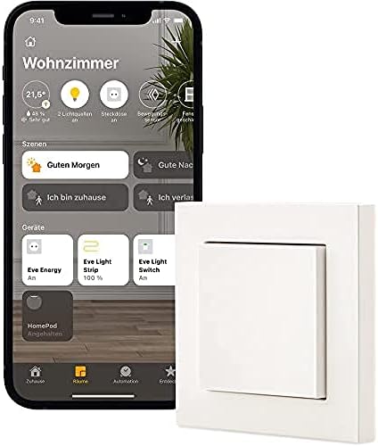Eve Shutter Switch - Control inteligent al ruloului cu programe integrate, umbrire adaptivă, control vocal Siri, temporizator, acces la distanță, fără bridge, Bluetooth/Thread, Apple HomeKit