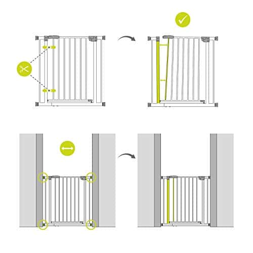 Hauck poarta scara/poarta usa Close N Stop cu prelungire de 9 cm, pentru latimi 84 - 89 cm, fara gaurire, deschidere cu o singura mana, pivotanta pe ambele parti, metal, negru