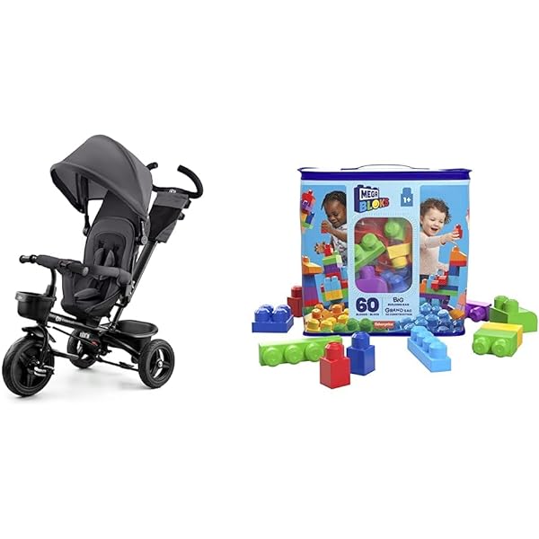 Tricicletă Kinderkraft ASTON de la 9 luni până la 25 kg, tricicletă pentru copii cu bară de împingere, scaun rotativ pentru deplasare înainte și înapoi, copertina pliabilă cu protecție solară, coș pentru suport pentru băuturi într-un set, roz