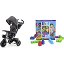 Tricicletă Kinderkraft ASTON de la 9 luni până la 25 kg, tricicletă pentru copii cu bară de împingere, scaun rotativ pentru deplasare înainte și înapoi, copertina pliabilă cu protecție solară, coș pentru suport pentru băuturi într-un set, roz