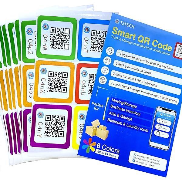 Etichete cu coduri QR pentru depozitare și organizare Pachet de autocolante cu coduri QR cu coduri de culoare și etichete de urmărire Inventar, depozitare, mutare