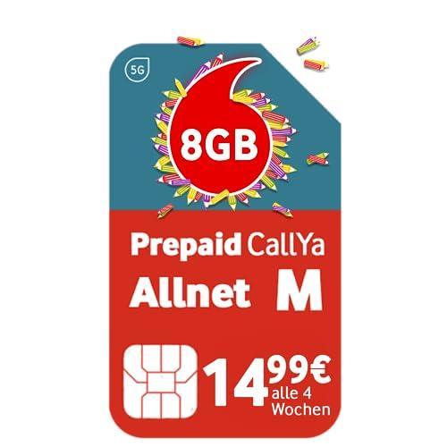 Vodafone Prepaid CallYa Allnet M | Acum chiar mai mult GB - 10 GB în loc de 8 GB volum de date | Rețea 5G | Cartelă SIM fără contract | Prima lună gratuită | Tarif fix pentru telefon și SMS