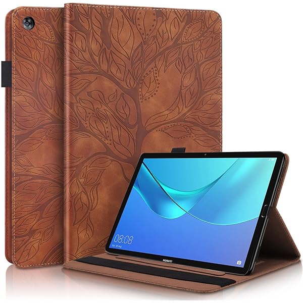 AsWant Husă Huawei Mediapad M5 Lite 10 Husă de protecție cu arbore în relief PU PU Piele PU Husă BookStyle Flip Stand Slot pentru card Husă de protecție pentru tabletă pentru Huawei Mediapad M5 Lite/C5 10,1 inch 2018 - Albastru