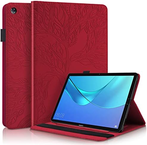 AsWant Husă Huawei Mediapad M5 Lite 10 Husă de protecție cu arbore în relief PU PU Piele PU Husă BookStyle Flip Stand Slot pentru card Husă de protecție pentru tabletă pentru Huawei Mediapad M5 Lite/C5 10,1 inch 2018 - Albastru