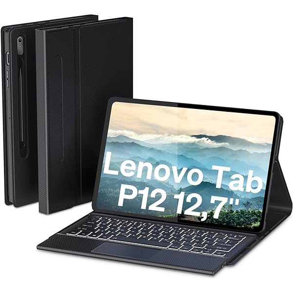 CONAPIKA Husă transparentă pentru Lenovo Tab P12 12.7 inch cu 2 bucăți de folie de protecție, colțuri TPU subțiri, ușoare, moi, protecție împotriva căderii, husă de protecție pentru bara de protecție, antișoc, anti-zgârieturi, husă transparentă pentru tabletă