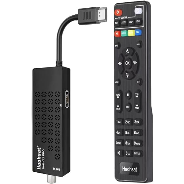 Decodor digital terestru Dcolor DVB-T2 - Stick TV HDMI, Dolby Audio HD 1080P H265 HEVC principal 10 biți, suport USB WiFi / Multimedia / PVR [Include telecomandă universală 2 în 1]