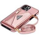 Husă GUVAGI pentru iPhone 13 Pro Max cu curea, husă pentru telefon mobil pentru iPhone 13 Pro Max, husă din piele Husă cu clapetă cu fermoar Husă de protecție rezistentă la șocuri Magnet Estetică pentru fete Husă pentru telefon mobil cu gât cu lanț (negru)