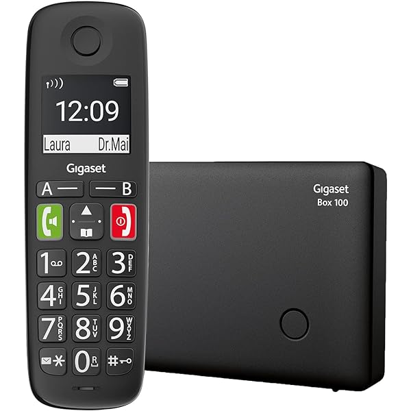 Gigaset E290HX - receptor DECT cu suport de încărcare - compatibil Fritzbox - telefon senior fără fir pentru router și bază DECT - afișaj mare și butoane - funcție de amplificare, negru