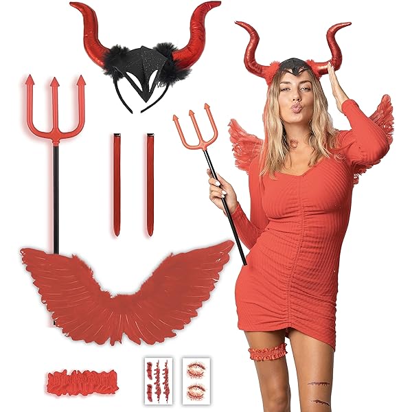 Costum de Diavol Roșu - Costum de Halloween Femei - Adulti și Adolescenți Mărime Unică - Costum Trending 2023