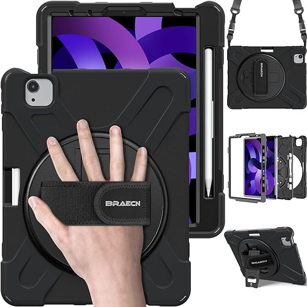yeliot Husă iPad Air 5 2022 / Husă iPad Air 4 10,9 inchi 2020, husă rezistentă la șocuri cu pentru iPad Air 4th Air 5th Generation 10,9 inch, husă rezistentă cu suport/suport pentru creion