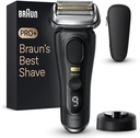 Aparat de ras Braun Series 9 Pro+ pentru barbati, aparat de ras electric cu 5 elemente de ras Pro, aparat de tuns par lung ProTrimmer, statie de incarcare, timp de functionare 60 min, umed si uscat, 9517s, argintiu