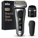 Aparat de ras Braun Series 9 Pro+ pentru barbati, aparat de ras electric cu 5 elemente de ras Pro, aparat de tuns par lung ProTrimmer, statie de incarcare, timp de functionare 60 min, umed si uscat, 9517s, argintiu