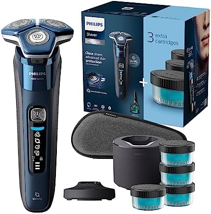 Philips Shaver Series 5000 - aparat de ras electric umed și uscat pentru bărbați cu aparat de tuns pliabil, stație de curățare, cartus de curățare și carcasă de călătorie (model S5898/50)