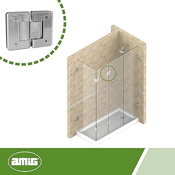 Amig | Balamă plată mobilă din Zamak | 88 x 54mm | Model C | Placat cu crom lucios | Potrivit pentru cabină de duș din sticlă | 8-12 mm grosime | Sarcina maxima per pereche 35 kg