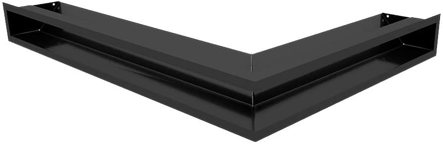 Grilă de ventilație KRATKI, Grilă pentru șemineu colț stânga, 766 x 547 x 60 mm, neagră, Grilă de evacuare a aerului pentru ventilarea șemineului, admisie aer la un unghi de 45 de grade, ideală pentru interioare moderne