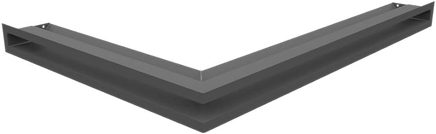Grilă de ventilație KRATKI, Grilă pentru șemineu colț stânga, 766 x 547 x 60 mm, neagră, Grilă de evacuare a aerului pentru ventilarea șemineului, admisie aer la un unghi de 45 de grade, ideală pentru interioare moderne