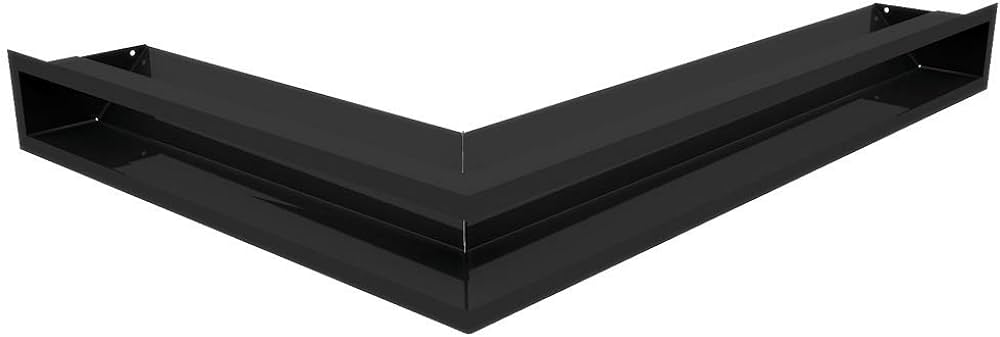 Grilă de ventilație KRATKI, Grilă pentru șemineu colț stânga, 766 x 547 x 60 mm, neagră, Grilă de evacuare a aerului pentru ventilarea șemineului, admisie aer la un unghi de 45 de grade, ideală pentru interioare moderne