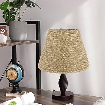 Abajur pentru lampă de masă Garneck, abajur lanternă din paie de 30 cm, abajur versatil pentru agățat și lampă de masă, abajururi în stil rustic