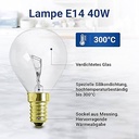 Lampa cuptor DR FISCHER E14 40 W 230 V ø 45 x 78 mm