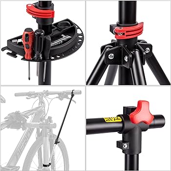 Suport de reparare a bicicletei CXWXC - suport de reparații profesional cu tavă pentru scule și compartiment magnetic, rotativ și pliabil, poate susține până la 30 kg