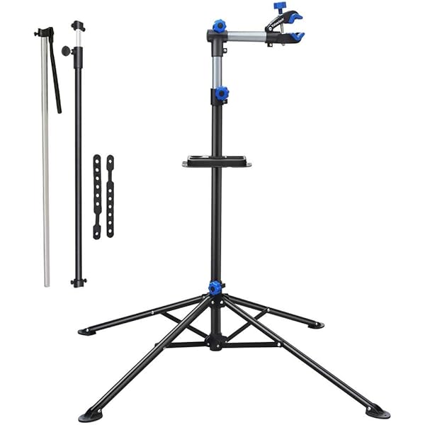 Suport de reparare a bicicletei CXWXC - suport de reparații profesional cu tavă pentru scule și compartiment magnetic, rotativ și pliabil, poate susține până la 30 kg