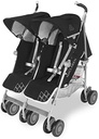 Cărucior Maclaren Twin Techno pentru nou-născuți cu greutatea de până la 15 kg pentru fiecare scaun, ușor și compact, baldachin individual extensibil, impermeabil UPF 50+, scaun rabatabil, husă de ploaie inclusă, negru
