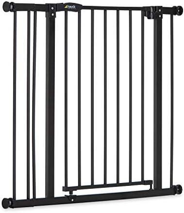Hauck poarta scara/poarta usa Close N Stop cu prelungire de 9 cm, pentru latimi 84 - 89 cm, fara gaurire, deschidere cu o singura mana, pivotanta pe ambele parti, metal, negru
