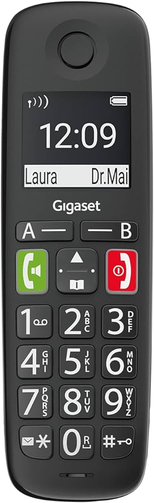 Gigaset E290HX - receptor DECT cu suport de încărcare - compatibil Fritzbox - telefon senior fără fir pentru router și bază DECT - afișaj mare și butoane - funcție de amplificare, negru