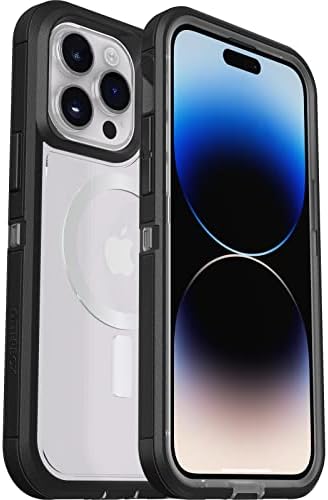Husa OtterBox Defender XT pentru iPhone 15 Pro cu MagSafe, rezistenta la socuri, husa de protectie ultrarezistenta, 5x testat standard militar, transparenta/negru, fara ambalaj de vanzare cu amanuntul