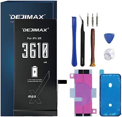 Baterie DEJIMAX pentru iPhone XR, baterie Li-ion cu capacitate mai mare de 3610 mAh pentru iPhone XR, cu instrumente și instrucțiuni profesionale complete de reparații, timp de așteptare mai lung