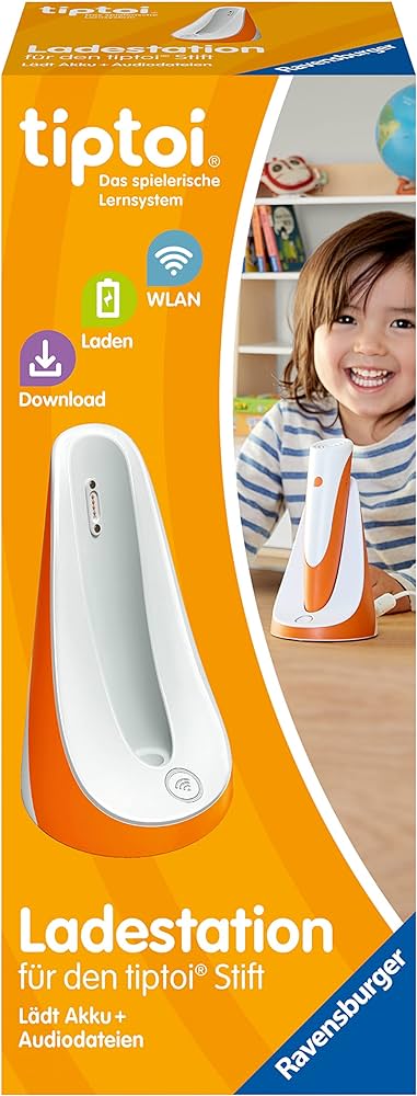 Stație de încărcare tiptoi Ravensburger 00111 - încarcă bateria și fișierele audio, stație de încărcare pentru stiloul tiptoi, accesorii tiptoi