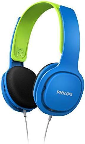 Căști peste ureche pentru copii Philips SHK2000BL/00, lumini cu LED-uri colorate, limitare a volumului 85 dB, izolare zgomotă, cu pernițe moi pentru urechi, bandă ergonomică (albastru)