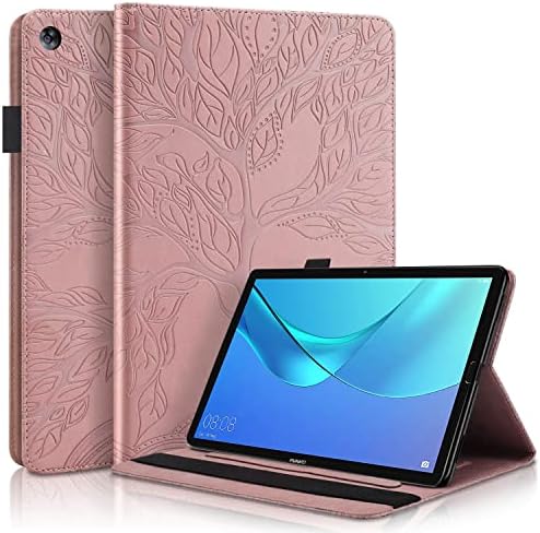 AsWant Husă Huawei Mediapad M5 Lite 10 Husă de protecție cu arbore în relief PU PU Piele PU Husă BookStyle Flip Stand Slot pentru card Husă de protecție pentru tabletă pentru Huawei Mediapad M5 Lite/C5 10,1 inch 2018 - Albastru