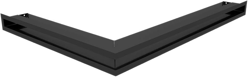 Grilă de ventilație KRATKI, Grilă pentru șemineu colț stânga, 766 x 547 x 60 mm, neagră, Grilă de evacuare a aerului pentru ventilarea șemineului, admisie aer la un unghi de 45 de grade, ideală pentru interioare moderne