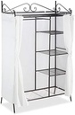 Dulap Relaxdays metalic COUNTRY 172 x 105 x 45 cm HxLxD, dulap stil rustic cu perdea din stofa, alb-negru