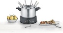 SEVERIN Fondue, set de fondue care se poate spăla în mașina de spălat vase cu 8 furculițe cu coduri de culori, fondue electrică din oțel inoxidabil pentru fondue de brânză, fondue de ciocolată sau fondue de ulei, negru, FO 2470