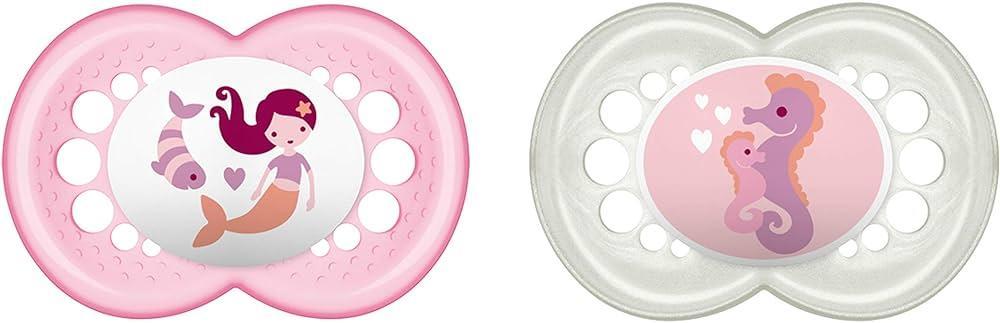 MAM Original Night S177 Manechin din latex care strălucește în întuneric cu tetina din latex pentru 16+ luni, neutru (pachet de 2) cu cutie de sterilizare automată, versiune în spaniolă