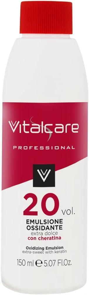 Vitalcare | Emulsie oxidanta 20 volum, oxidant pentru par extra dulce cu cheratina, culoare vie, compatibil cu creme colorante, 150 ml