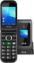 SPC Jasper 2 4G - Telefon Flip pentru seniori cu Whatsapp, butoane mari, compatibil cu aparate auditive, buton SOS, ecran dublu, 4G și stație de încărcare, negru
