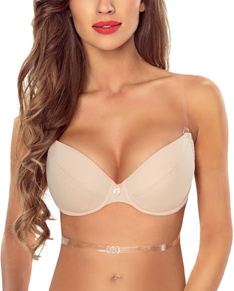 VIVISENCE Sutien transparent Push-Up, transparent, fără spate, cu bretele cu sârmă, căptușit, invizibil, neted, fără model 1035