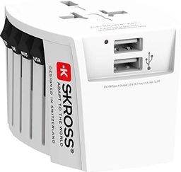 SKROSS | 1,500205 | Adaptor de călătorie din UE în Elveția - Tensiune și putere: 100V - 1000W / 250V - 2500W - Protecție anti-șoc electric