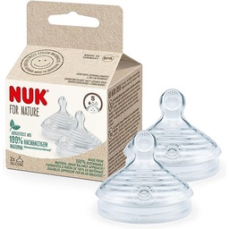 Suzetă pentru copii NUK for Nature | din silicon durabil | formă prietenoasă cu maxilarul | Fără BPA | 18-36 luni | verde de eucalipt | 2 bucăți